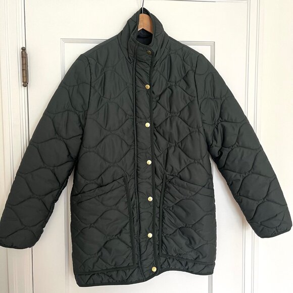 Quince Featherless Quilted Long Puffer Jacket in Verdant Green | Size S - Picture 3 of 10